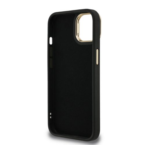 Guess PU 4G Metal Logo Stand Camera Frame tok, iPhone 16 Pro - fekete