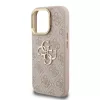 Guess PU 4G Metal Logo Stand Camera Frame tok, iPhone 15 Pro Max - rózsaszín