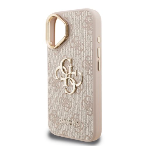 Guess PU 4G Metal Logo Stand Camera Frame tok, iPhone 16 - rózsaszín