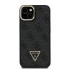 Guess PU 4G Strass Triangle Logo Stand Camera Frame MagSafe tok, iPhone 16 Pro - fekete