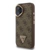 Guess PU 4G Strass Triangle Logo Stand Camera Frame MagSafe tok, iPhone 16 - barna