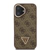 Guess PU 4G Strass Triangle Logo Stand Camera Frame MagSafe tok, iPhone 16 - barna