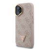 Guess PU 4G Strass Triangle Logo Stand Camera Frame MagSafe tok, iPhone 16 - rózsaszín