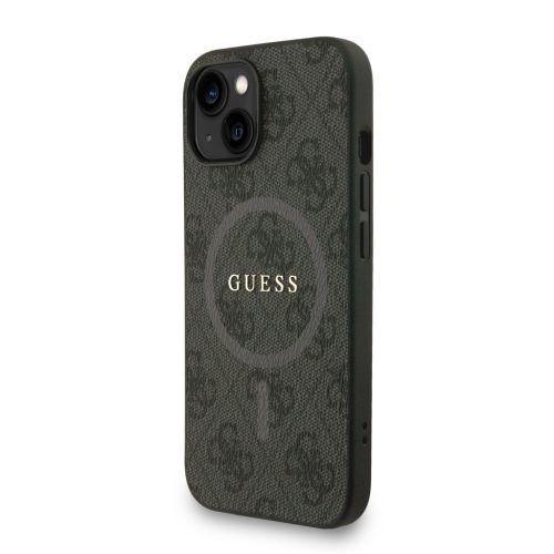 Guess PU Leather 4G Colored Ring Strap MagSafe tok, iPhone 16 Pro - fekete