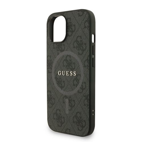 Guess PU Leather 4G Colored Ring Strap MagSafe tok, iPhone 16 Pro - fekete
