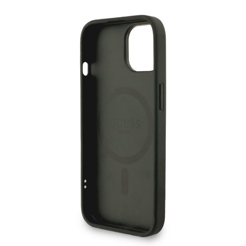 Guess PU Leather 4G Colored Ring Strap MagSafe tok, iPhone 16 Pro - fekete