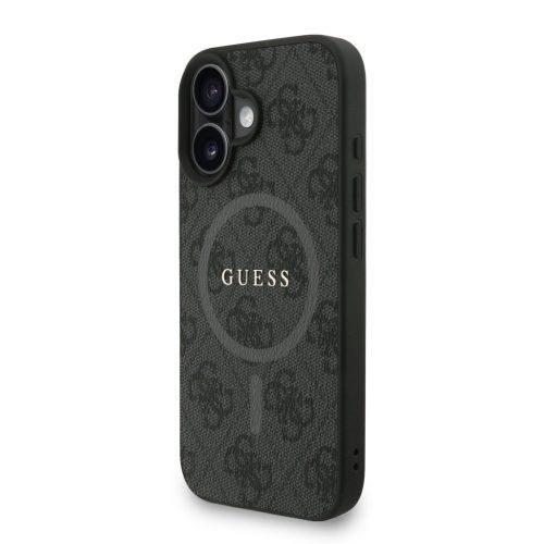 Guess PU Leather 4G Colored Ring Strap MagSafe tok, iPhone 16 - fekete