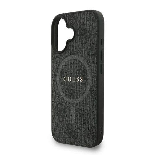 Guess PU Leather 4G Colored Ring Strap MagSafe tok, iPhone 16 - fekete