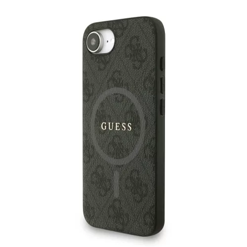 Guess PU Leather 4G Colored Ring Strap MagSafe tok Apple iPhone 16e/17e készülékhez – Fekete