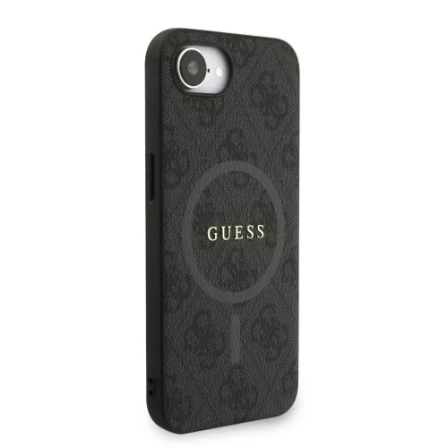 Guess PU Leather 4G Colored Ring Strap MagSafe tok Apple iPhone 16e/17e készülékhez – Fekete