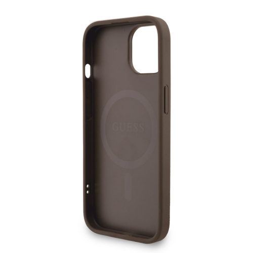 Guess PU Leather 4G Colored Ring Strap MagSafe tok, iPhone 16 Pro - barna