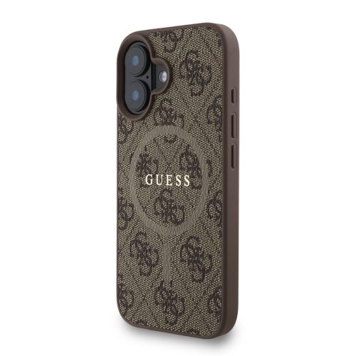 Guess PU Leather 4G Colored Ring Strap MagSafe tok, iPhone 16 - barna