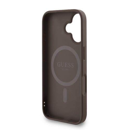 Guess PU Leather 4G Colored Ring Strap MagSafe tok, iPhone 16 - barna