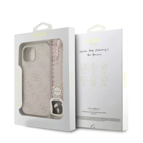 Guess PU Leather 4G Colored Ring Strap MagSafe tok, iPhone 16 Pro Max - rózsaszín