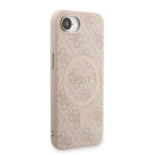 Guess PU Leather 4G Colored Ring Strap MagSafe tok Apple iPhone 16e/17e készülékhez – Rózsaszín
