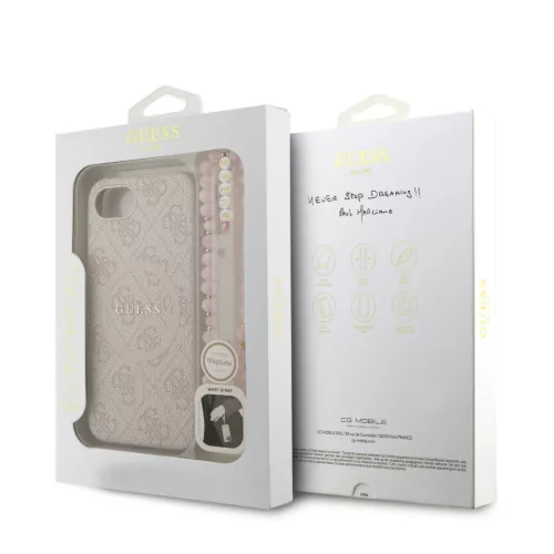 Guess PU Leather 4G Colored Ring Strap MagSafe tok Apple iPhone 16e/17e készülékhez – Rózsaszín