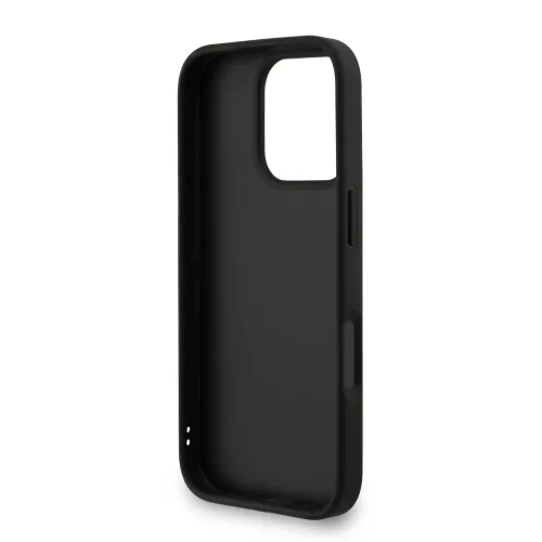 Guess PU 4G Metal Logo Strap tok, iPhone 16 Pro Max - fekete