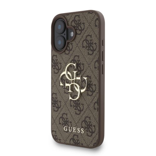 Guess PU 4G Metal Logo Strap tok, iPhone 16 - barna