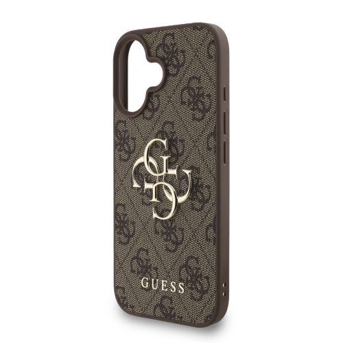 Guess PU 4G Metal Logo Strap tok, iPhone 16 - barna