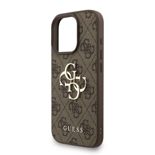 Guess PU 4G Metal Logo Strap tok, iPhone 16 Pro Max - barna