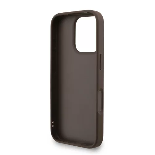 Guess PU 4G Metal Logo Strap tok, iPhone 16 Pro Max - barna