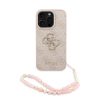 Guess PU 4G Metal Logo Strap tok, iPhone 16 Pro - rózsaszín