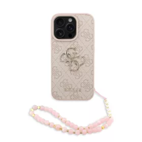   Guess PU 4G Metal Logo Strap tok Apple iPhone 16 Pro Max készülékhez – rózsaszín