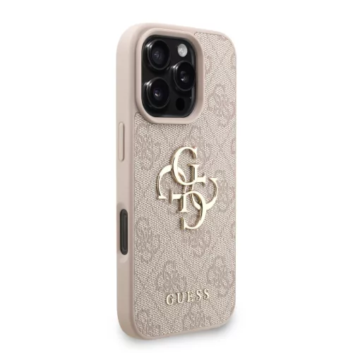 Guess PU 4G Metal Logo Strap tok Apple iPhone 16 Pro Max készülékhez – rózsaszín