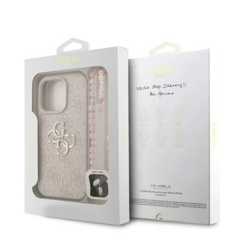 Guess PU 4G Metal Logo Strap tok Apple iPhone 16 Pro Max készülékhez – rózsaszín