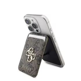   Guess 4G Metal Logo MagSafe kártyatartó állvánnyal – barna