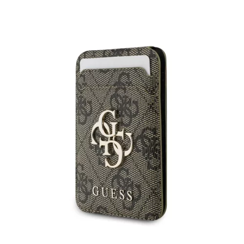 Guess 4G Metal Logo MagSafe kártyatartó állvánnyal – barna
