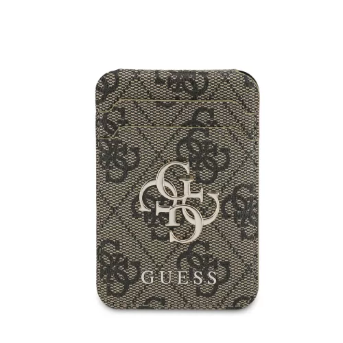 Guess 4G Metal Logo MagSafe kártyatartó állvánnyal – barna