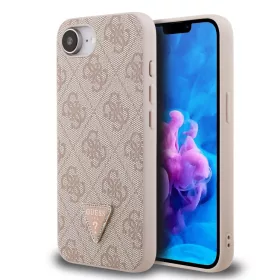   Guess PU 4G Strass Triangle Metal Logo tok Apple iPhone 16e/17e készülékhez – rózsaszín
