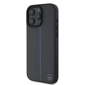   Mercedes Leather Blue Stripe MagSafe iPhone 16 Pro tok – Antracit