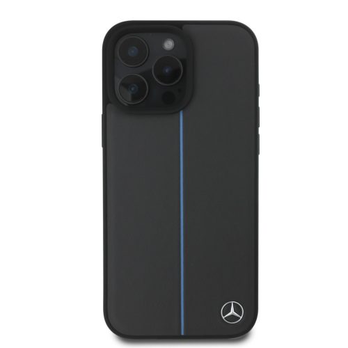 Mercedes Leather Blue Stripe MagSafe iPhone 16 Pro tok – Antracit