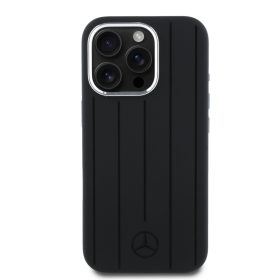   Mercedes Liquid Silicone Stripes Pattern MagSafe iPhone 16 Pro tok – Fekete