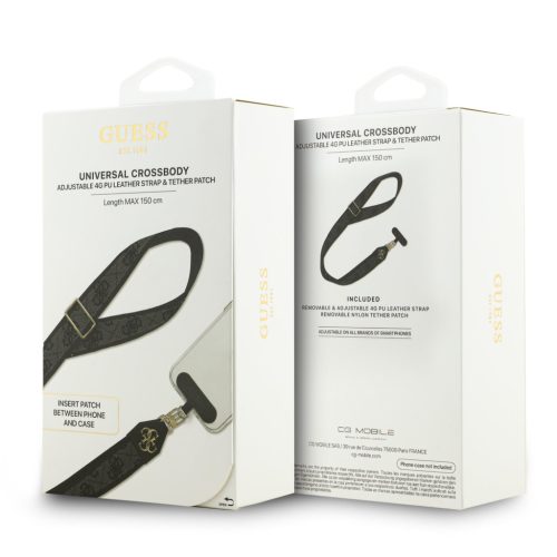 Guess Crossbody Strap PU 4G Metal Logo Black - fekete