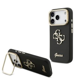   Guess PU Grained 4G Logo Stand Camera Frame tok, iPhone 17 Pro - fekete