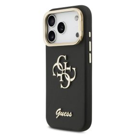   Guess PU Grained 4G Logo Stand Camera Frame tok, iPhone 17 Pro - fekete