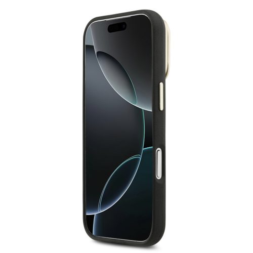 Guess PU Grained 4G Logo Stand Camera Frame tok, iPhone 17 Pro - fekete