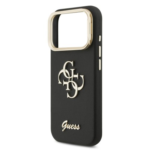Guess PU Grained 4G Logo Stand Camera Frame tok, iPhone 17 Pro - fekete