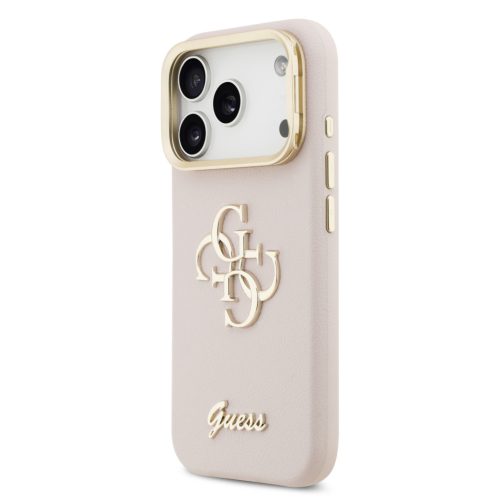 Guess PU Grained 4G Logo Stand Camera Frame tok, iPhone 17 Pro - rózsaszín
