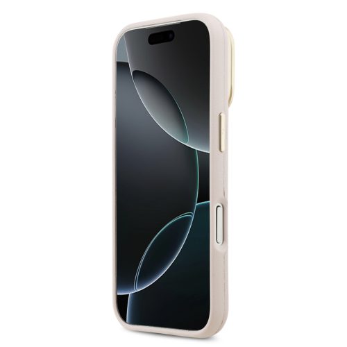 Guess PU Grained 4G Logo Stand Camera Frame tok, iPhone 17 Pro - rózsaszín
