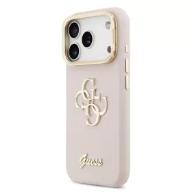   Guess PU Grained 4G Logo Stand Camera Frame tok, iPhone 17 Pro Max - rózsaszín