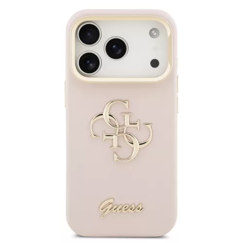 Guess PU Grained 4G Logo Stand Camera Frame tok, iPhone 17 Pro Max - rózsaszín