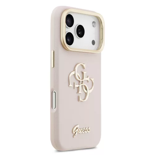 Guess PU Grained 4G Logo Stand Camera Frame tok, iPhone 17 Pro Max - rózsaszín