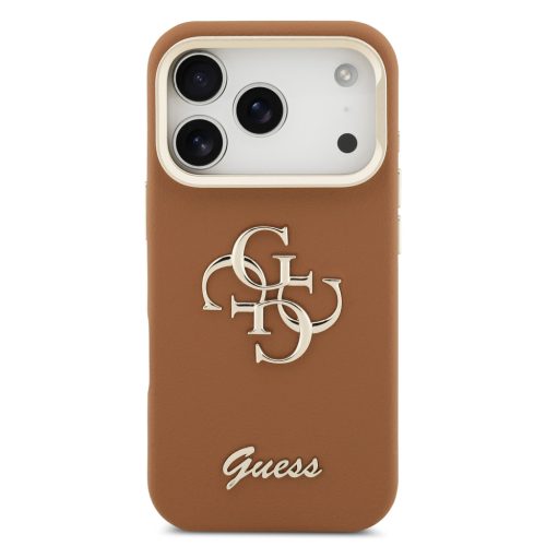 Guess PU Grained 4G Logo Stand Camera Frame tok, iPhone 17 Pro - barna