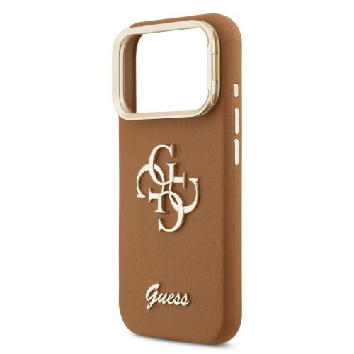 Guess PU Grained 4G Logo Stand Camera Frame tok, iPhone 17 Pro - barna