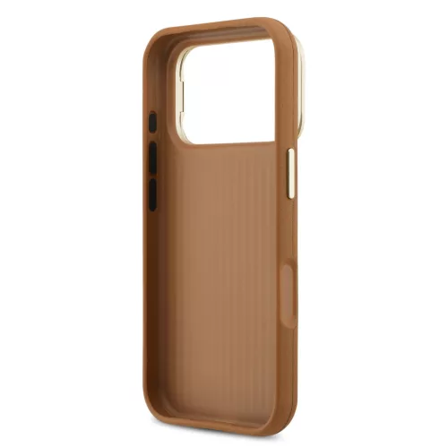 Guess PU Grained 4G Logo Stand Camera Frame tok, iPhone 17 Pro Max - barna