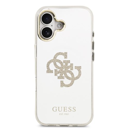 Guess PC/TPU Mirror 4G Glitter Logo MagSafe tok, iPhone 17 - arany